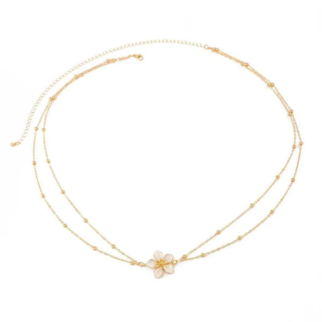 SHIXIN Sexy Double Layers Belly Chains Women Y2K Gold Color Metal Flower Bikini Waist Body Chain Summer Beach Vacation Jewelry
