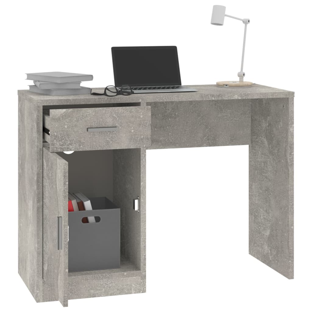 Desk with Storage Space Concrete Grey 100 x 40 x 73 cm Engineered Wood