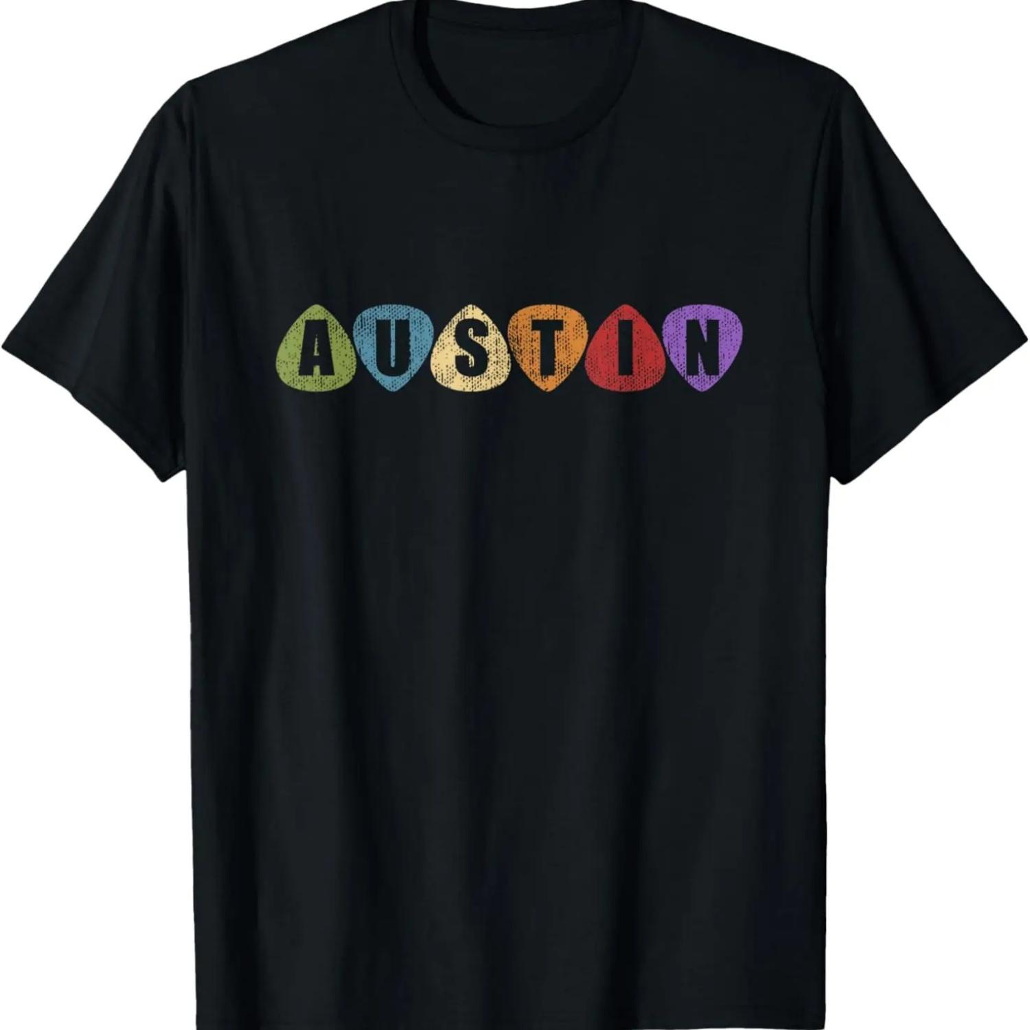 Austin Texas Music Guitar Picks Men Women TX T-Shirt S