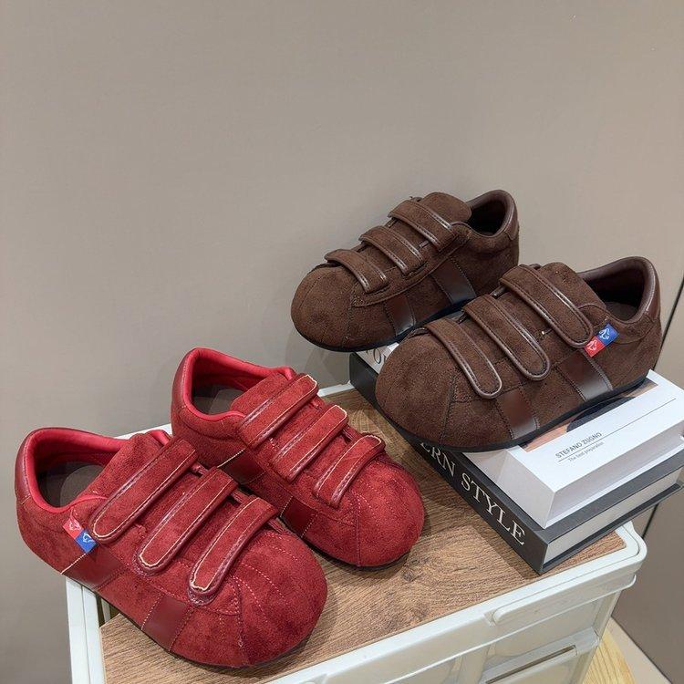 2025 new matte leather Velcro Kapibara big head casual board shoes Dexun shoes flat single shoes women