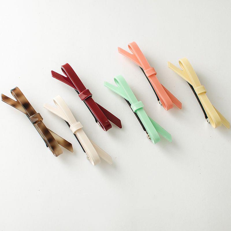 Schicke Haarspangen mit Schleife, einfarbig, Acryl, Haarspange, Haarnadel, süß, schlicht, Schleife, Knoten, Fliege, Seitennadeln, Haar-Accessoires für Frauen