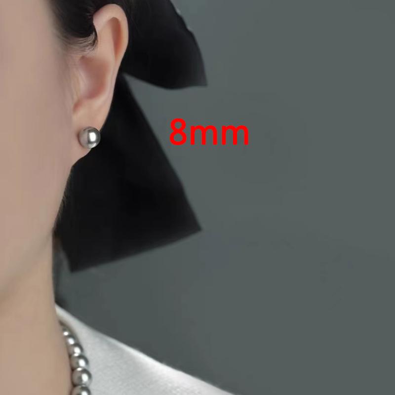 

8/10/12/14MM Gray Pearl Stud Earrings for Women Fashion Minimalist Allergy Prevention Earring Jewelry Gifts