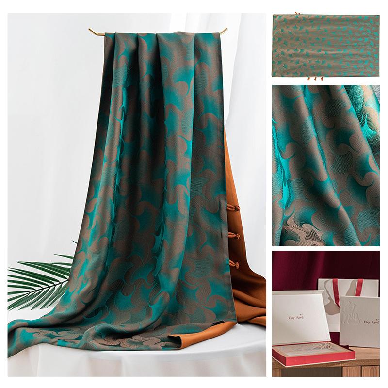 Silk scarf square scarf high-end printed mulberry silk silk scarf women s fashion versatile women s scarf gift box 55*185cm