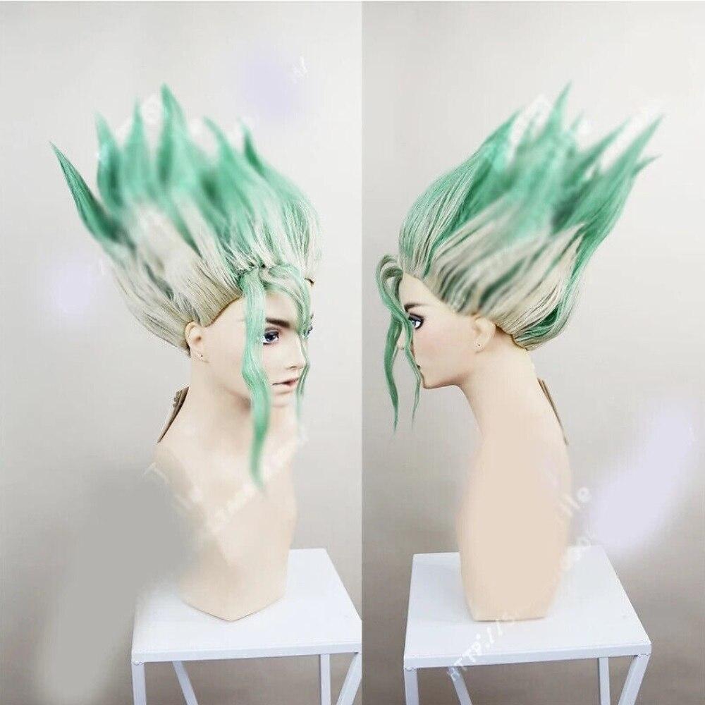 HAIRJOY Anime Dr.Stone Ishigami Senkuu Cosplay Wig Short Green Mix Synthetic  Hair