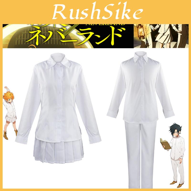 The Promised Neverland Ray Norman Emma Cosplay Costume White Top Skirt Pants Set High-quality Cosplay Attire For Any Occasion