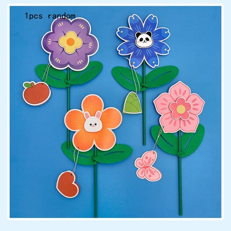 

Cartoon DIY Flower Greeting Card Childrens Thank You Handmade Material Package Small Red Reward Gift Office School Supplies