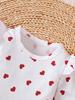 0-18 Months Baby Girl Clothing Outfit 3Pcs Bodysuit Heart Print Long Sleeve Jumpsuit Headband Newborn Baby Autumn Clothes Set