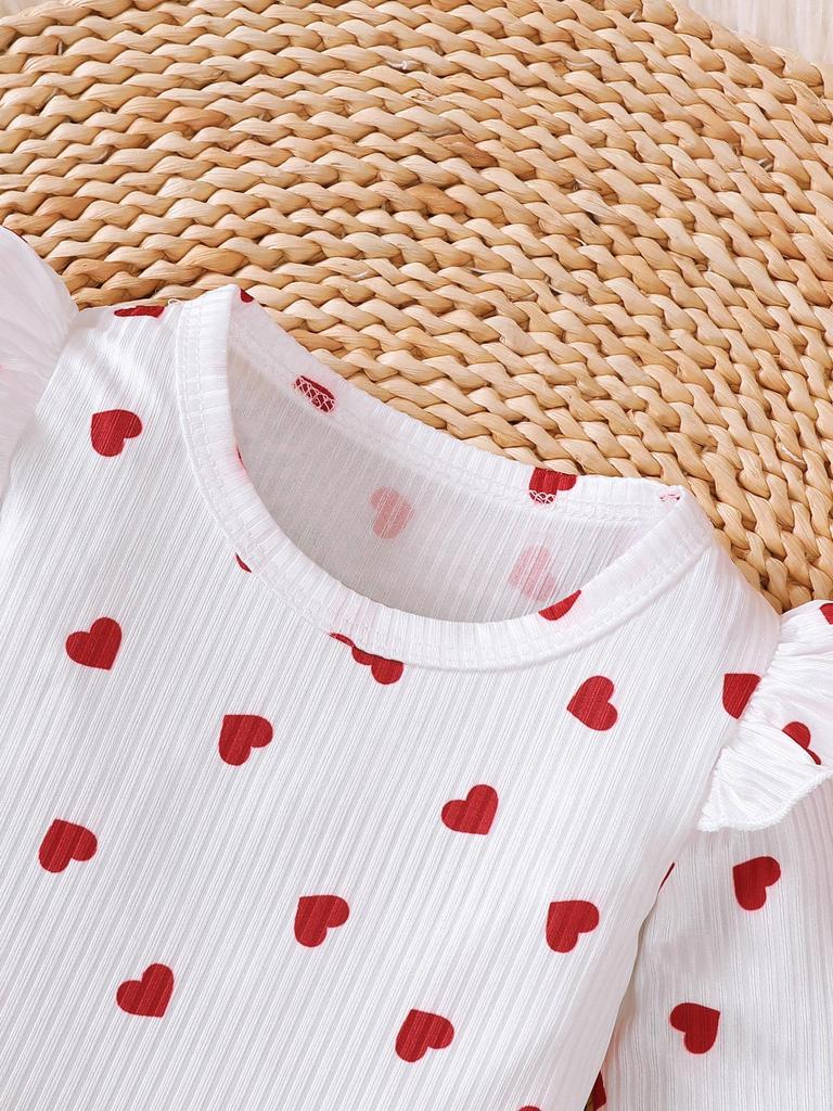 0-18 Months Baby Girl Clothing Outfit 3Pcs Bodysuit Heart Print Long Sleeve Jumpsuit Headband Newborn Baby Autumn Clothes Set