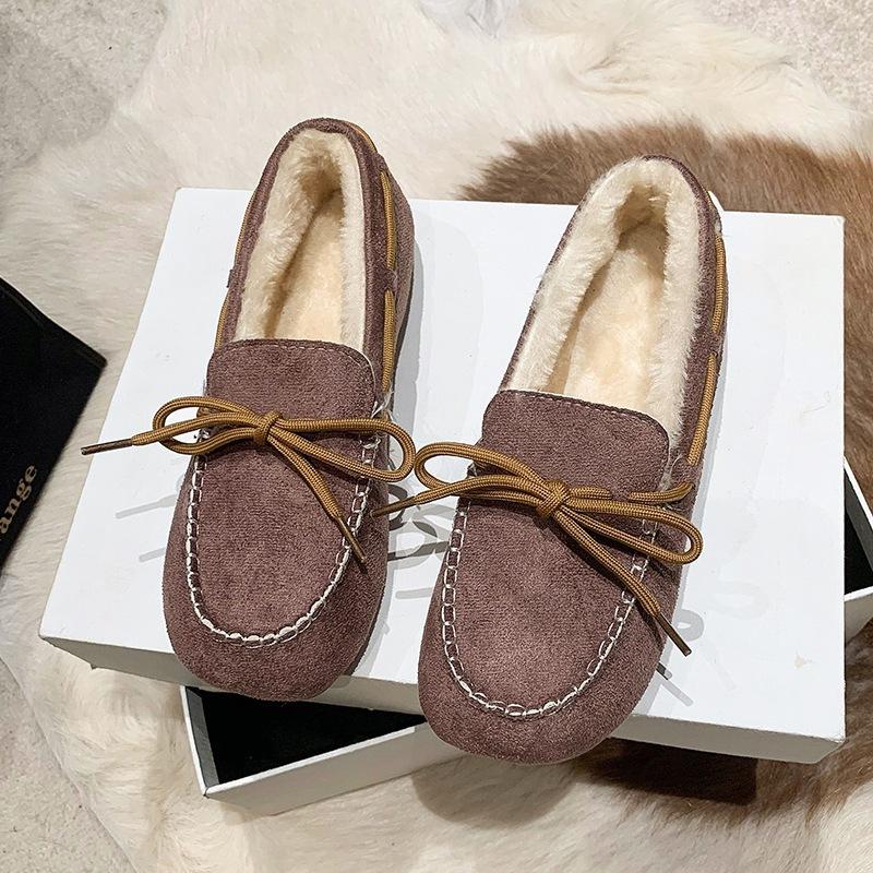 New Style of Doudou Shoes, Women's Cotton Shoes with Fleece, Versatile Fleece Shoes, Flat Student Shoes