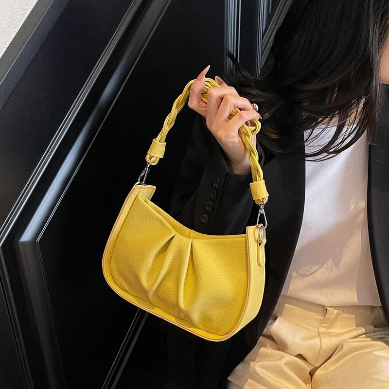Summer New Trendy Simple Casual Small Square Bag Fashionable Shoulder Bag Pleated Underarm Bag Small Bag Women