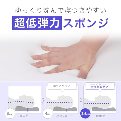 3.5cm Lower Pillow and Guide Set, Low Firmness, Comfortable Sleep Pillow for Back Sleepers with Neck, Shoulders, and Back Pain from Desk Work, Men's a