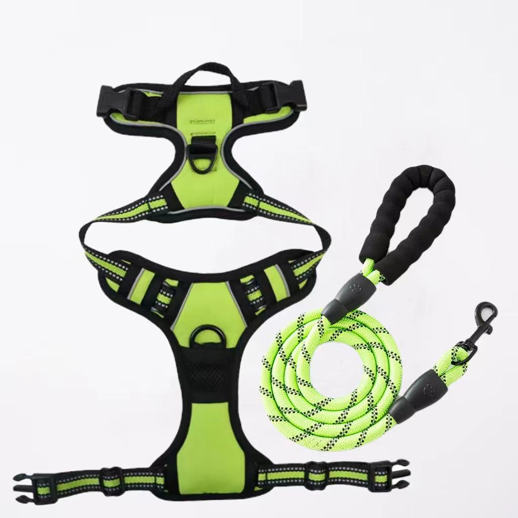 Reflective Nylon Dog Harness and Leash for Large Breeds