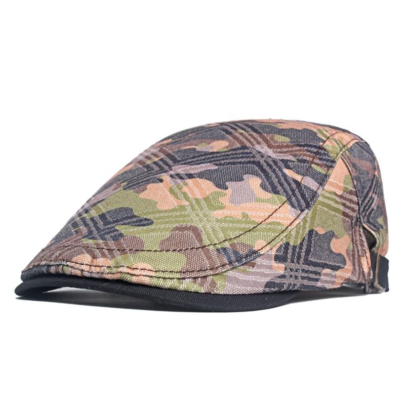 Men Women Scrawl Camouflage Duckbill Beret Cap Hollow Breathable Cotton Adjustable Cabbie Newsboy Driving Hunting Flat Hat