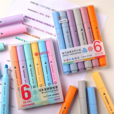 6 Stück Markierungsstift, komfortabler Griff, gleichmäßige Tintenausgabe, fließendes Schreiben, dreieckige Stäbe, Markieren, Büro, Lernen, Textmarker, Schulbedarf
