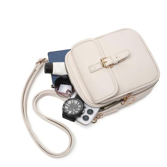 Women Travel Crossbody Bag Faux Leather Shoulder Bag with Adjustable Strap Messenger Bag Crossbody Purse for Cellphone Cards Keys