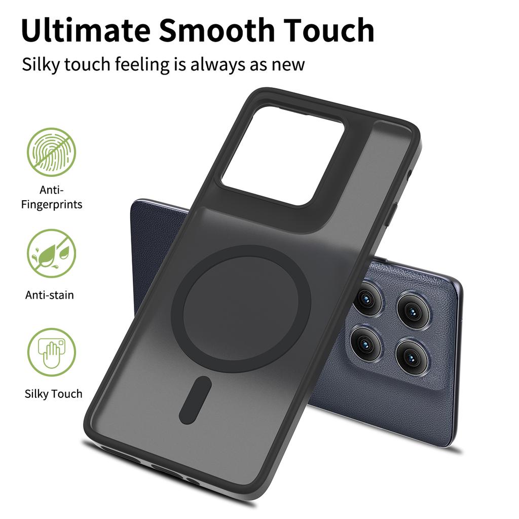 Magnetický kryt na telefon s pocitem kůže pro Motorola Edge 2025 Gen 6 5G Magsafe Bezdrátové nabíjení TPU rám Zadní kryt z tvrdého plastu Fundas