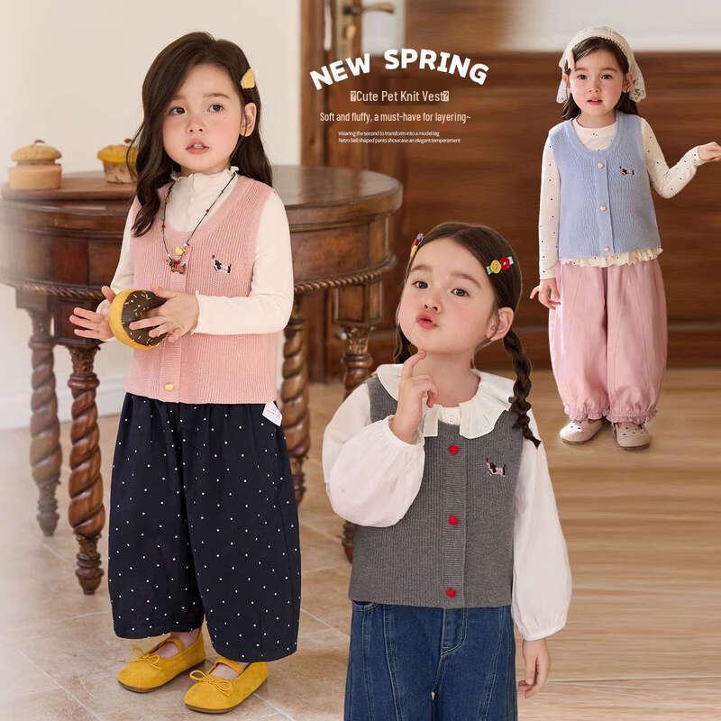 LUSON Baby Girls  Knitted Sweater Vest 140