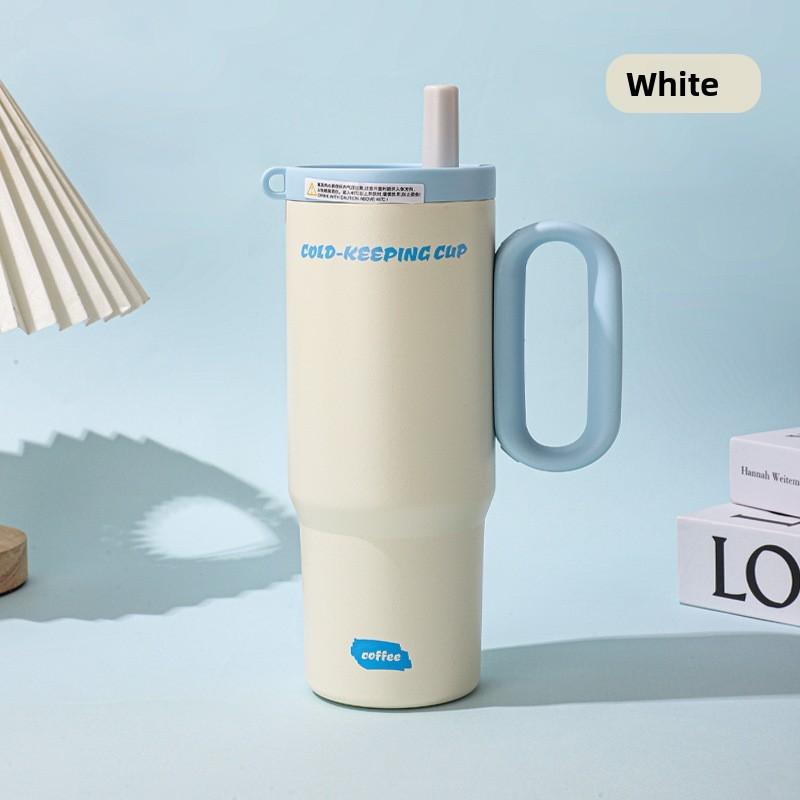 

Design Letter Modern Insulated Travel Mug With Lid And Straw For Outdoors Office белый