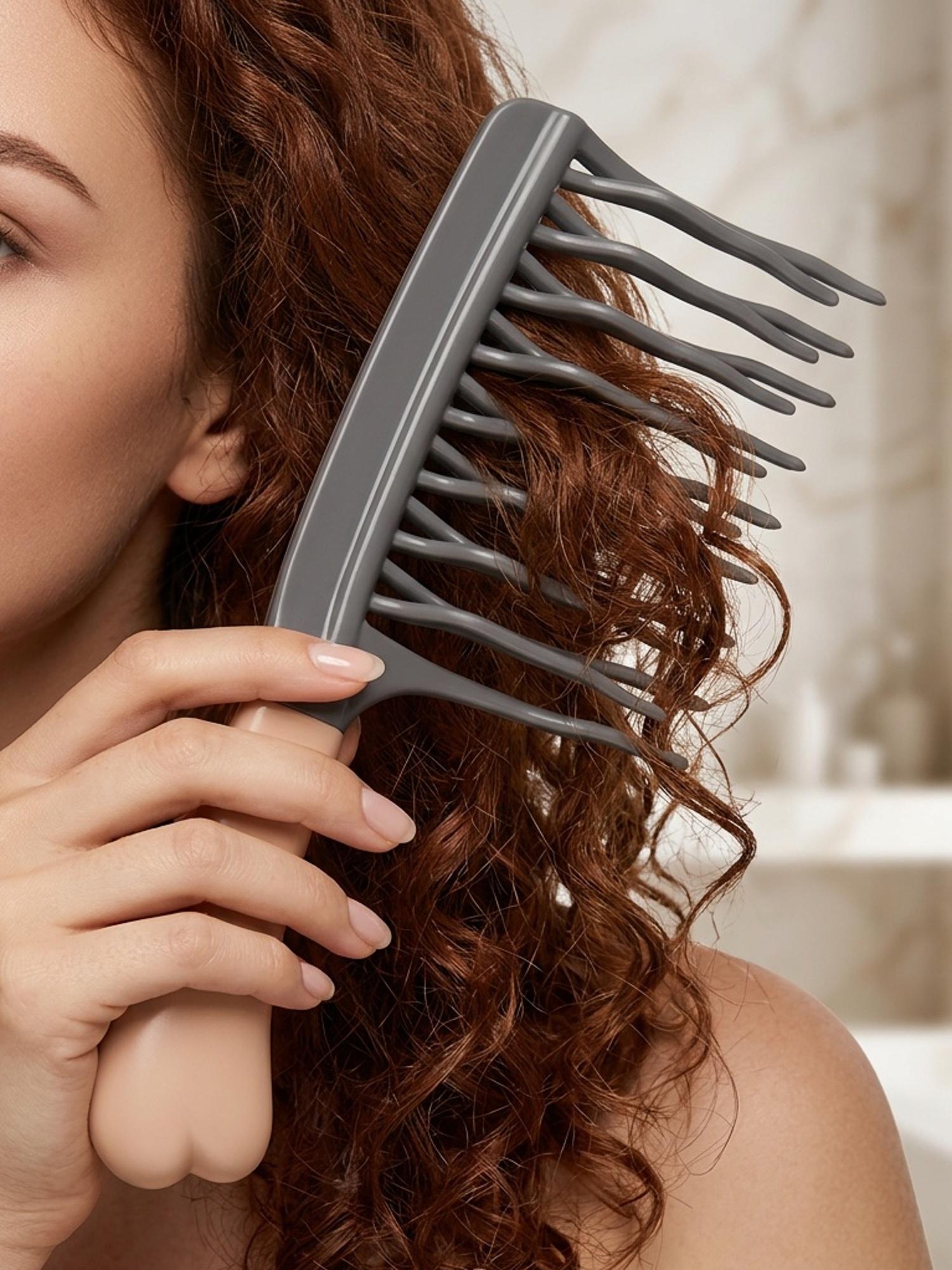 

Double Row Wavy Tooth Curling Comb Anti Static Hair Volumizing Comb Scalp Massage Styling Comb for Curly Hair 21*8cm сірий