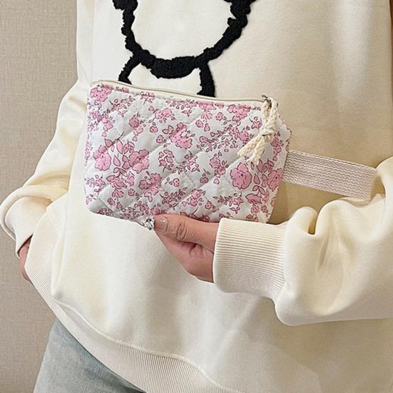 3 Pcs/Set Floral Backpack Women Flower Rucksack Shoulder Bag Makeup Pouch Quilted Daypack for Girls School Work Travel