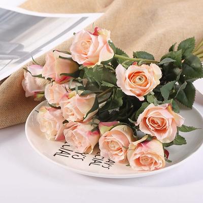 12PCS Artificial Silk Flowers Realistic Roses Fake Roses Bouquet Long Stem for Home Wedding Indoor Outdoor Table Decoration Party
