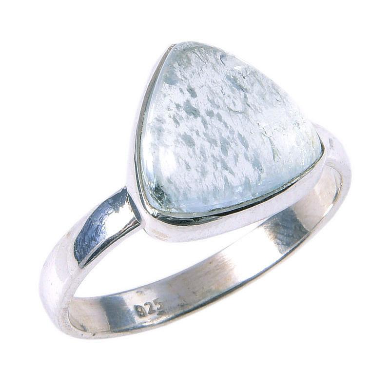 Natural Aquamarine Gemstone Handmade 925 Solid Sterling Silver Ring Size 10 D9d02