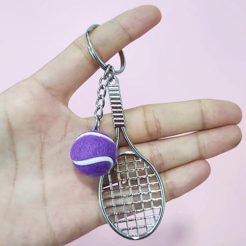 Creative Tennis Racket Keychain Pendant - Sports Gift & Backpack Accessory