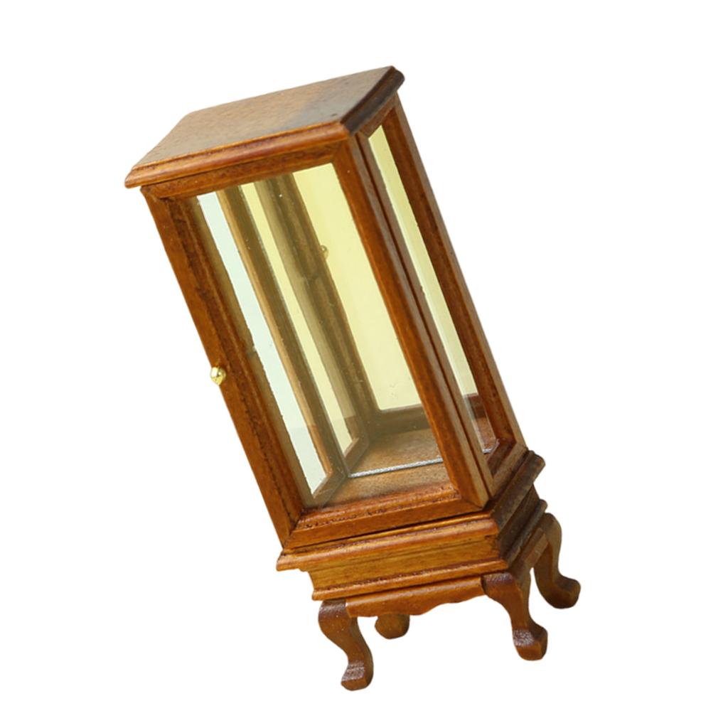 1/12 Scale Miniature Glass Door Cabinet For Dollhouse Decoration And Collectible Display Accessories Scene Decors