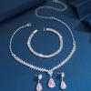 Colier Simplu cu Picătură de Apă Strass Cristal Cercei Lanț Pentru Femei Seturi Bijuterii Nuntă Mireasă Accesorii Rochie