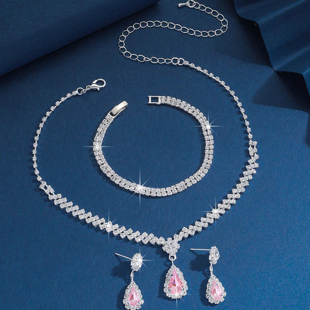 Colier Simplu cu Picătură de Apă Strass Cristal Cercei Lanț Pentru Femei Seturi Bijuterii Nuntă Mireasă Accesorii Rochie
