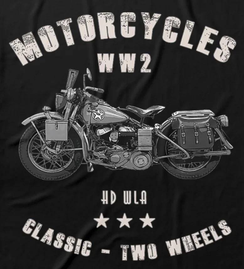 HD WLA WWII Classic Military Motorcycle T-Shirt 100% Cotton O-Neck Summer Short Sleeve Casual Mens T-shirt Size S-3XL