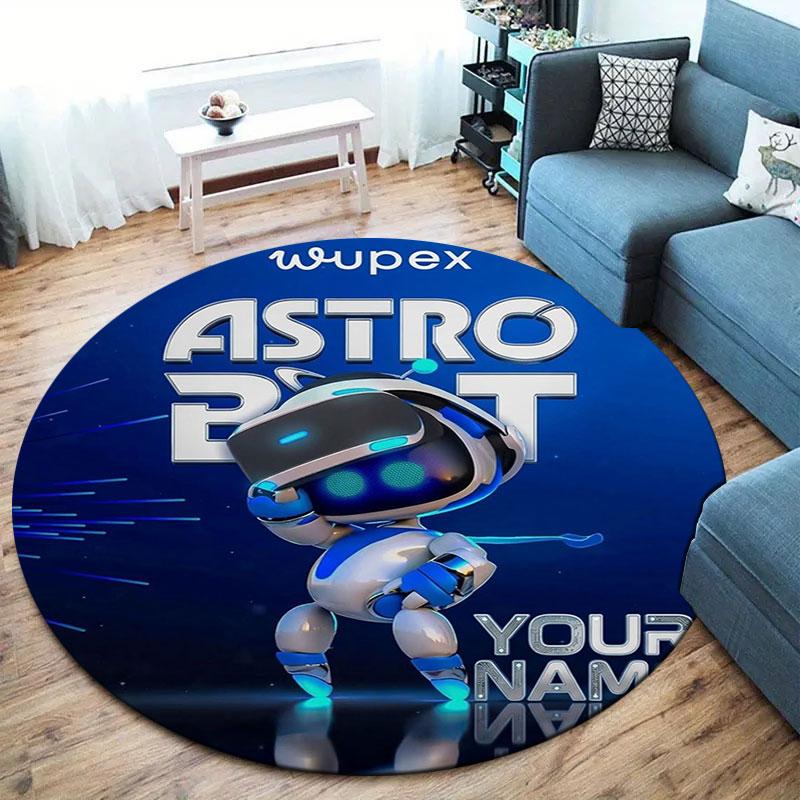 ASTRO BOT Custom Name Round Area Rug,Carpet Rug for Living Room Bedroom Sofa Playroom Decor,Non-slip Floor Mat