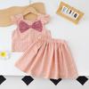 Summer Girls Plaid Camisole Dress Two Piece Set Trendy Toddler Baby Cool Outfit Fashion Children Clothing