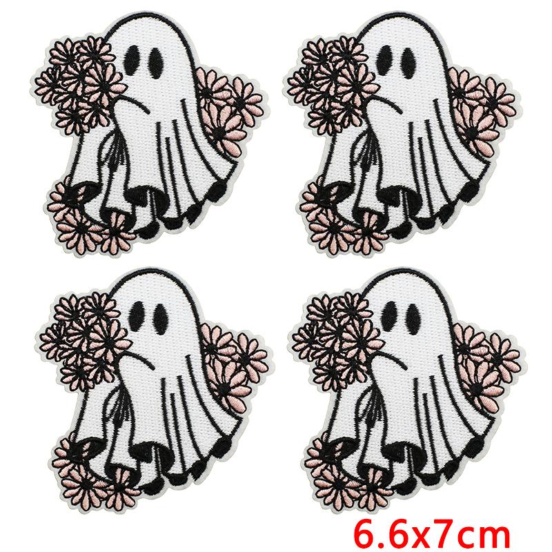 10pcs Lots Horrible Pumpkin Head Iron On Embroidered Patches For Clothes Jackets Hats Sew Cartoon Ghost On Stickers Badges 