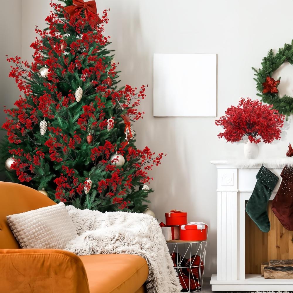 5/8/12PC Artificial Red Gypsophila Flowers - Plastic Fake Babys Breath for Christmas, All-Season Indoor Decor