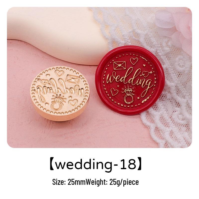 Wedding Series Round Wax Seal Stamp Head - Copper Handmade Letter Sealing