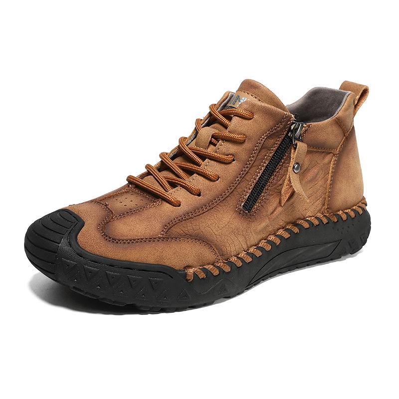 Men s Large Mid-Top Non-Slip Leather Casual Work Boots 47 коричневый