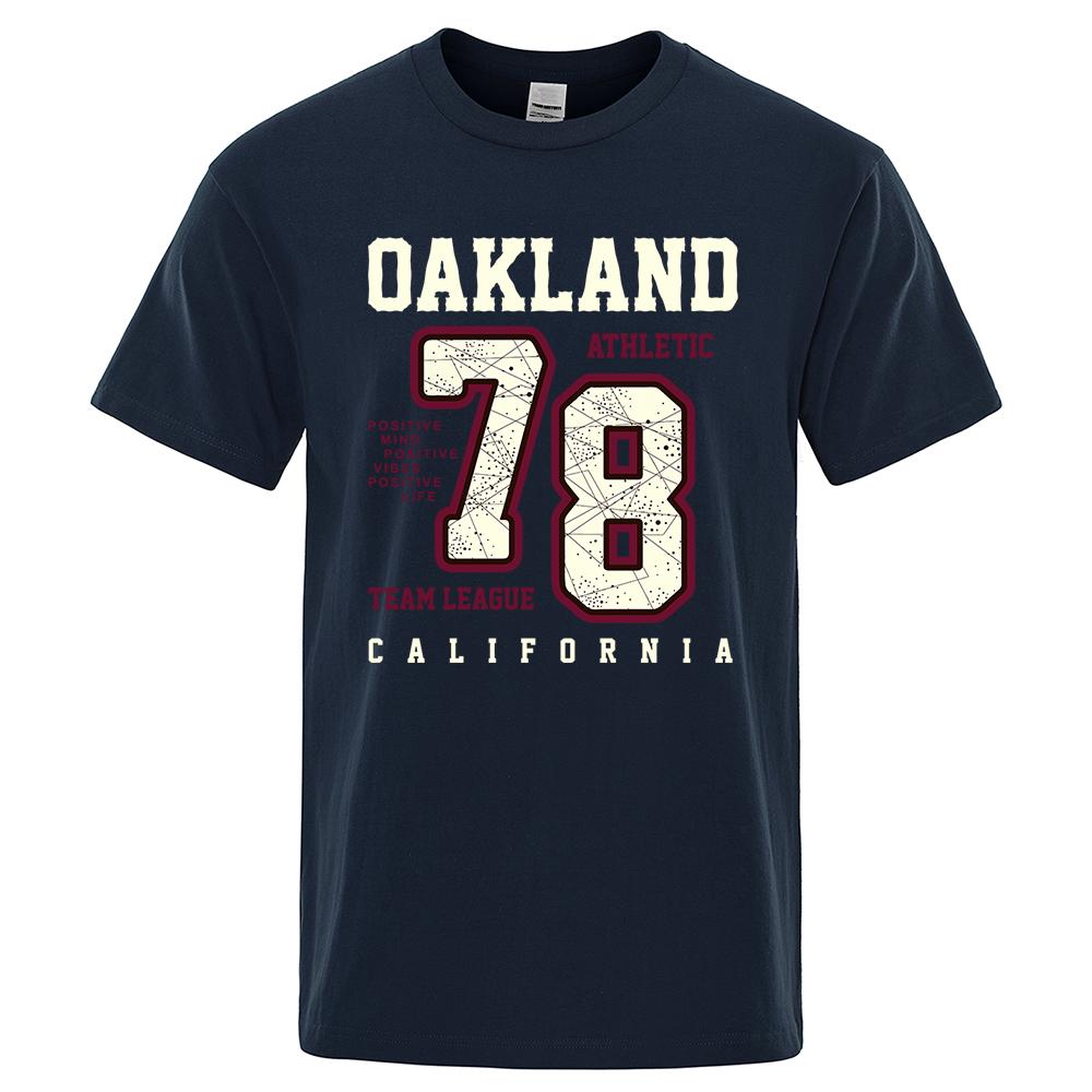 Oakland Athletic 78 Team League California Men Tee T Shirt Cotton Summer T-Shirt Casual Breathable Clothes Oversize Short Sleeve