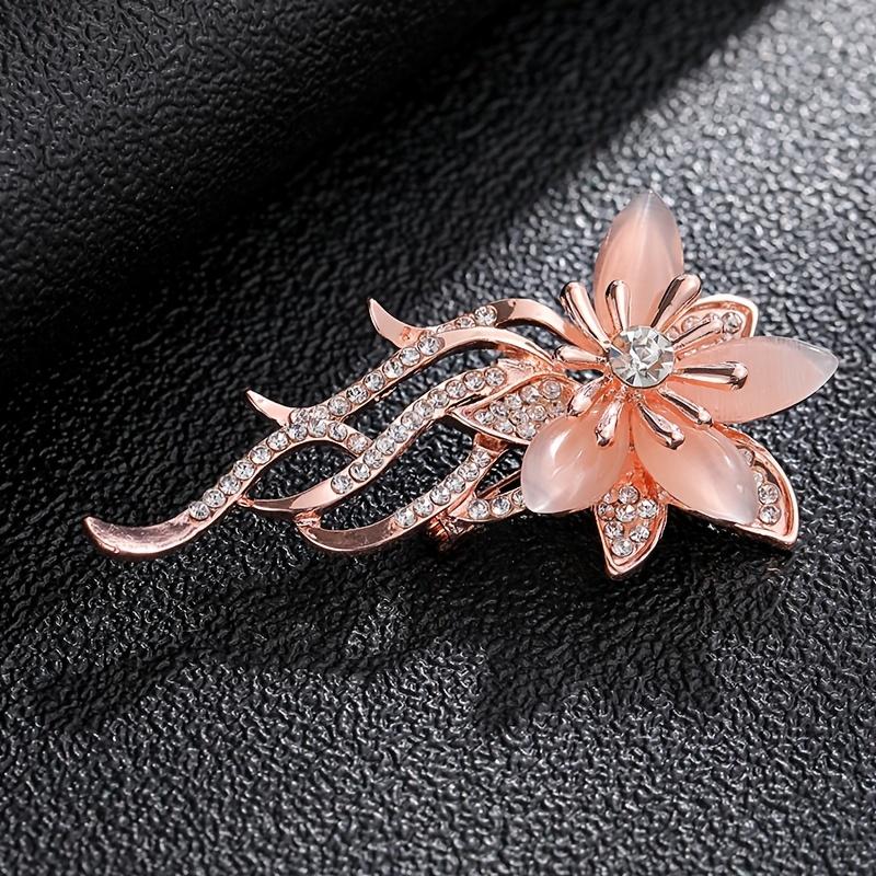Elegant Vintage Rhinestone Orchid Brooch for Women - Sparkling Floral Pin - Intricate Scarves, Jackets, Dresses Weddings Parties Events, Flower Brooch