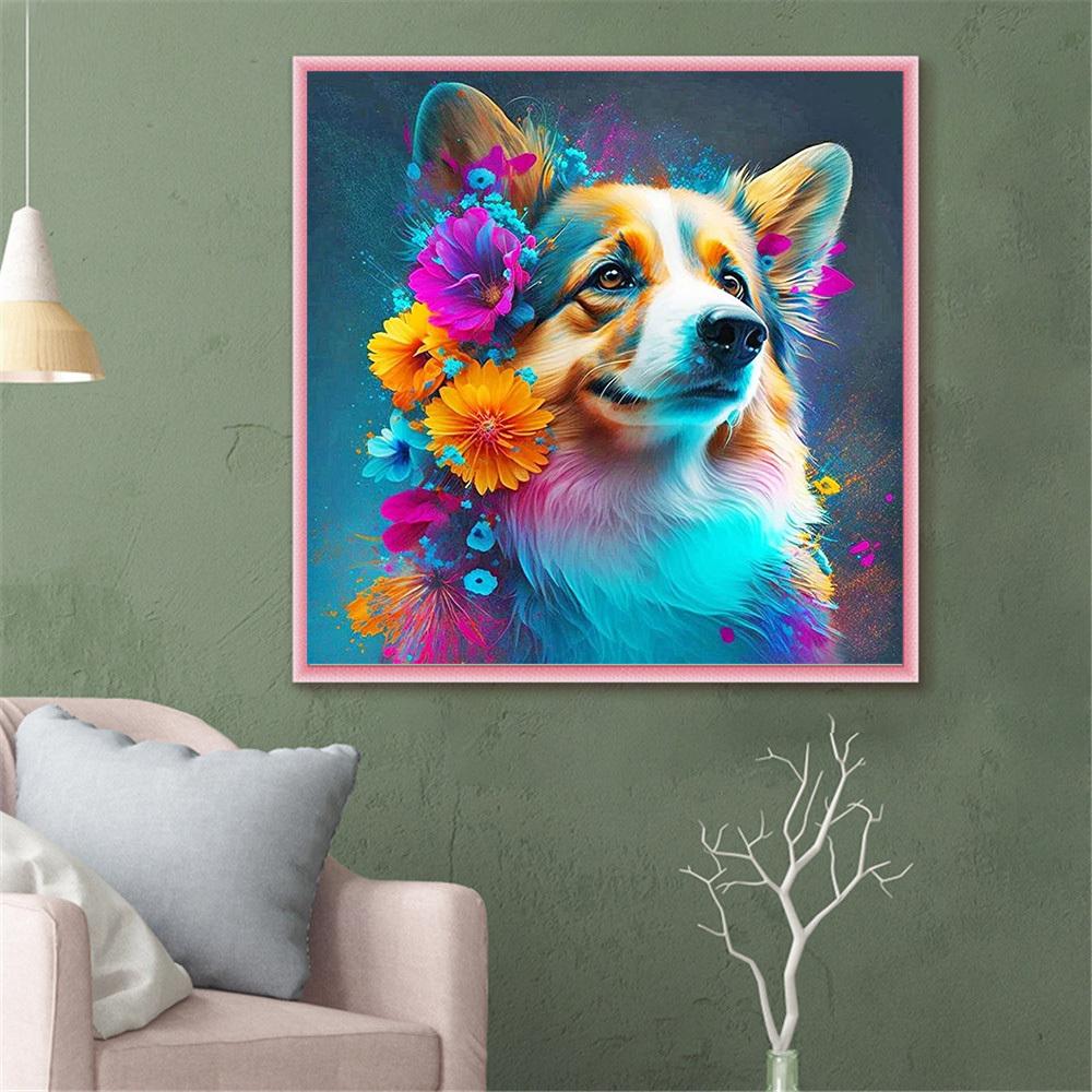 Plná čtvercová kulatá diamantová malba sada kočka pes domácí dekorace 5D diy vyšívací mozaika zvířata fantasy nástěnné umění