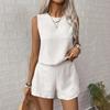 Women's Sleeveless Lace Panel Top and Shorts Two-Piece Summer Set