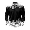 Men's Casual Quick-Dry Mesh Golf Shirt Long Sleeve Christmas Print Top