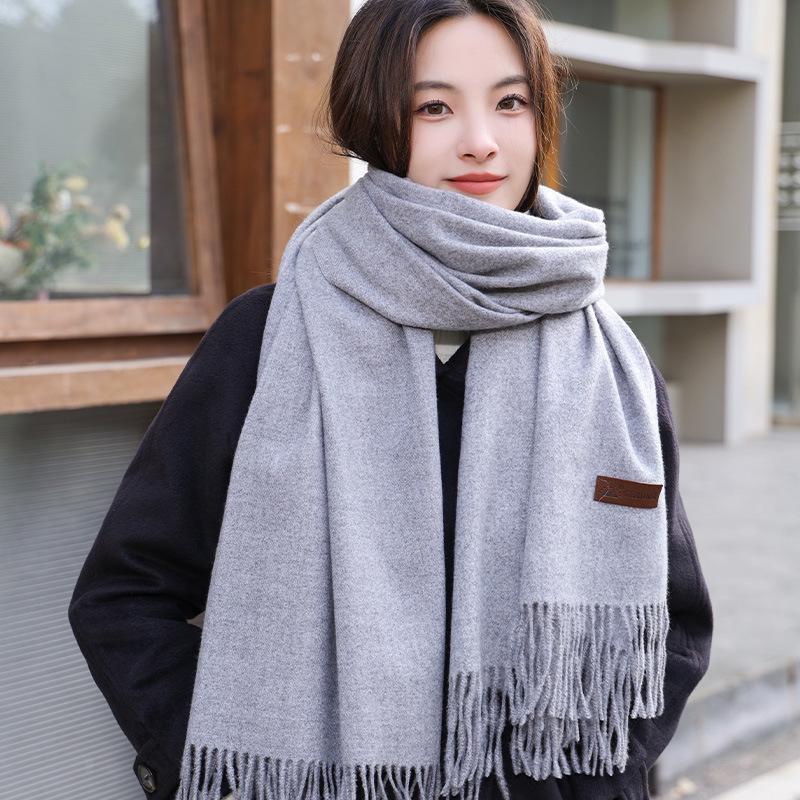 Women's Thick Cashmere Scarf - Versatile Japanese & Korean Style Shawl for Autumn & Winter