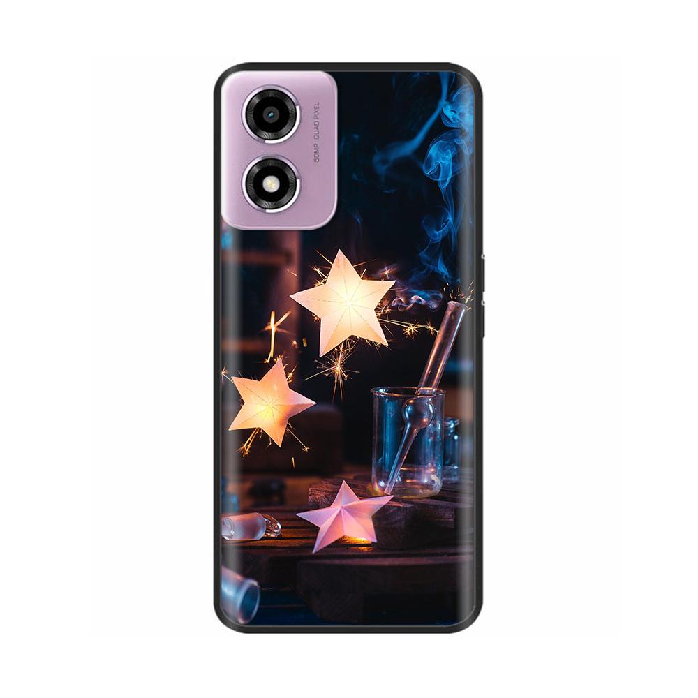 Für Motorola Moto E14 Hülle Niedliche Bemalte Weiche Schwarze Silikonhülle 6,56'' Stoßfeste Handyhülle Für Motorola E14 E 14 MotoE14 Taschen