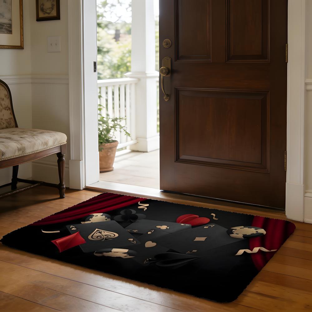 Fashion Spade Floor Mat Soft Flannel Absorbent Mat Non-Slip Rug Home Bedroom Bathroom