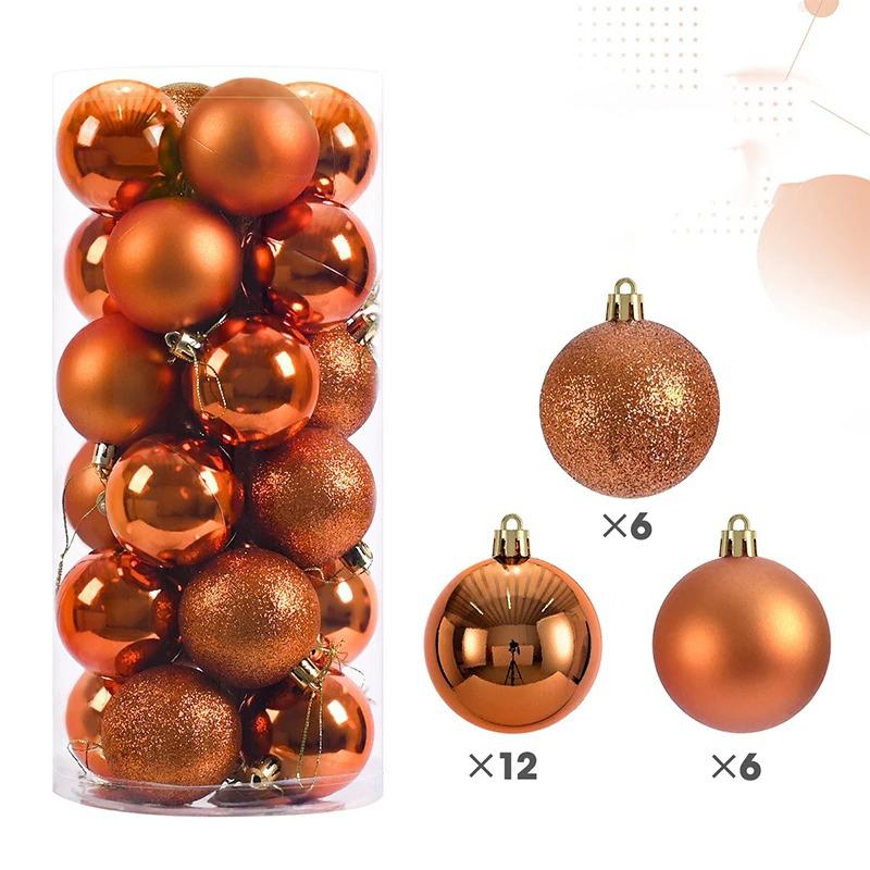 24Pcs 6cm Christmas Ball Decoration for Christmas Tree Hanging Pendant Ornaments Home Room Decor New Year Navidad DIY Gift Box