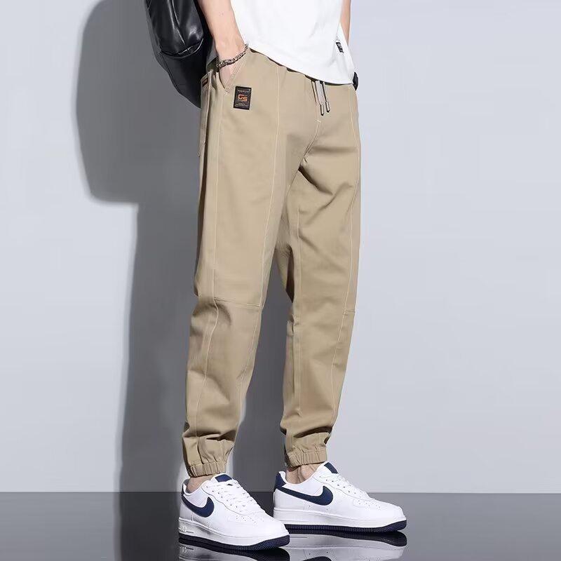 

Men s Trendy American Retro Ice Silk Harem Pants - Versatile, Elastic Drawstring Sport Style 3XL хаки