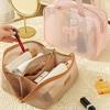 Large Capacity Nylon Mesh Makeup Bag, Breathable Multi-Layer Cosmetic Organizer Fashion Travel Wash Bag Compartments For Toiletries And Makeup Tools