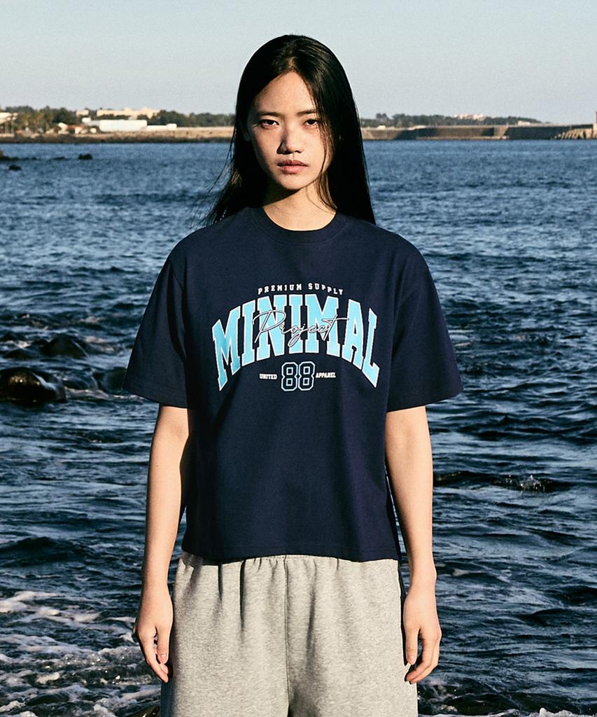 MINIMALPROJECT 88 Arch Logo Oversized Short Sleeve T-Shirt Mst150C [Navy]