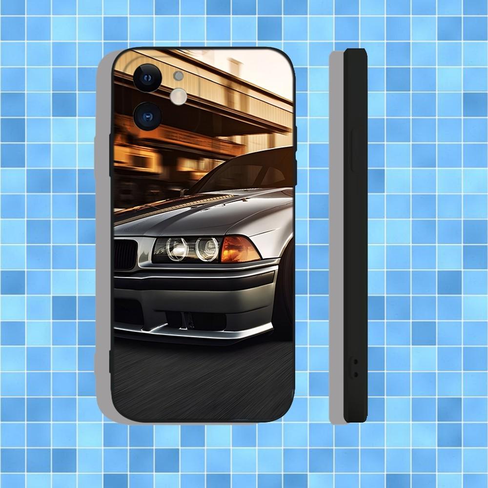 M3 E36 Power Oldtimer Car Dtm Phone Case For iPhone 16,15,14,13,12,11,Pro,Max,Plus,X,XS,XR,SE,8,7,Mini,Soft Silicone Black Case iPhone12PROMAX